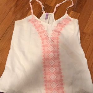 White Tank Top with Pink Design
